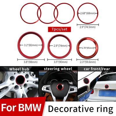 Red 7Pcs Front Hood Trunk 82mm 74MM 45mm 68mm For BMW Badge Emblem Decor Rings • $20.70