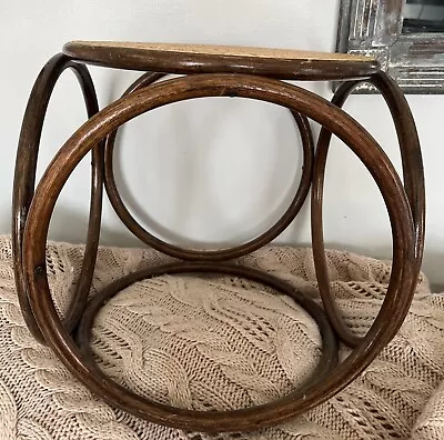 Vintage Wicker/Cane Foot Stool Side Table Brown Round • $169