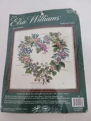 Elsa Williams WILD BERRIES Crewel Embroidery Kit Elizabeth Golz Rush Heart Wreat • $39