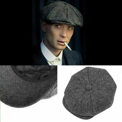 Quality Wool Mix Peaky Blinders Cap Gatsby Newsboy Grey H Tweed Hat By Major • £17.95