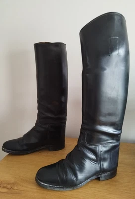 £19.99 • Buy HAWKINS Women's BLACK LEATHER BOOTS Vintage Riding Style Equestrian SIZE UK 5