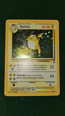 Pokemon Card - Raichu - Base Set 2 16/130 Holo Rare • $21.13