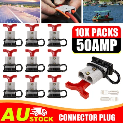 $24.65 • Buy 10PCS Anderson Style Plug Terminals 50 Amp 12V Caravan Solar T Handle Connector