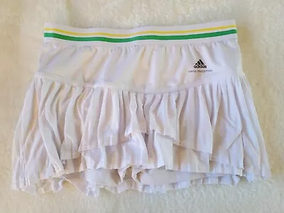 Stella McCartney ADIDAS Barricade Tennis Skort White Green Yellow Stripe Sz 36L • $38