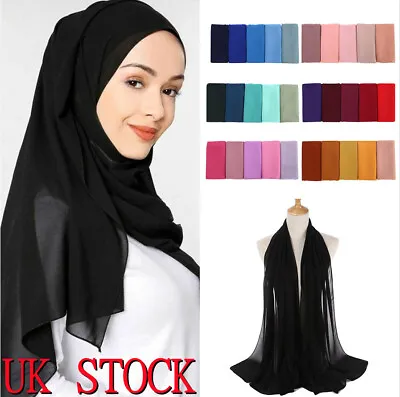 £2.99 • Buy New Chiffon Scarf Hijab High Quality Elegant Sarong Shawl Wrap Plain Maxi Soft