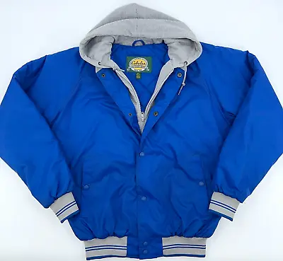 Cabela's Quilted Windbreaker Puffer Jacket Zip Hooded Blue Men's SMALL Bomber • $39.99