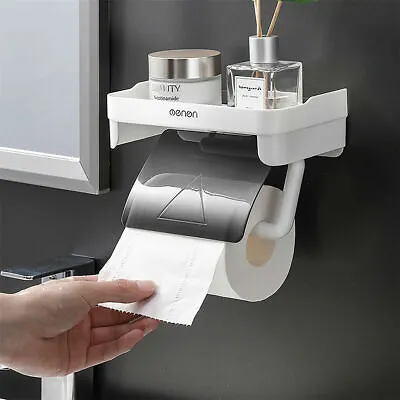 £12.34 • Buy Bathroom Wall Mounted Toilet Roll Holder Tissue Paper Stand With Storage Shelf