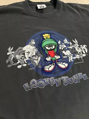 Marvin The Martian 1993 Lee Tshirt Men's Large Black Vintage Heavy Weight Cotton • $16.95