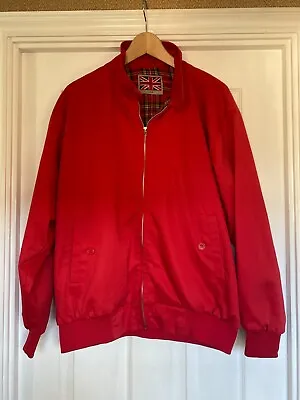 Mens Red Retro Style Harrington Bomber Jacket Tartan Lining Scooter (Large) • £15.99