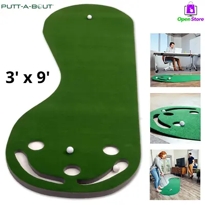 Incline Putting Green Par 3 Practice Golf Mat Mini Trainer Aid Indoor Out Home • $47.99