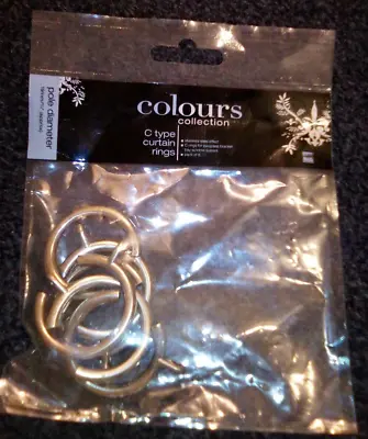 COLOURS B&Q 6 Pack Stainless Steel Effect C Rings Curtain Rings Size 19mm • £2