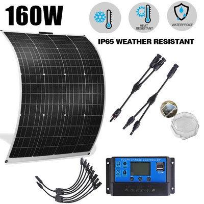 £250 • Buy 160w 320w 640w 12v Flexible Mono Solar Panel Kit For Caravan/RV/Boat/Home
