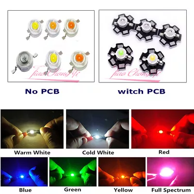 50PCS 3W Watts High Power SMD LED COB Chip Lights Beads White Red Blue With PCB • $71.56