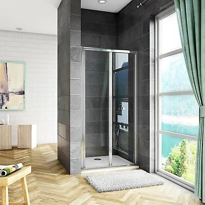 Bifold Shower Enclosure Door Glass Screen 1000/900/860/760/700mm Adjustable Size • £110
