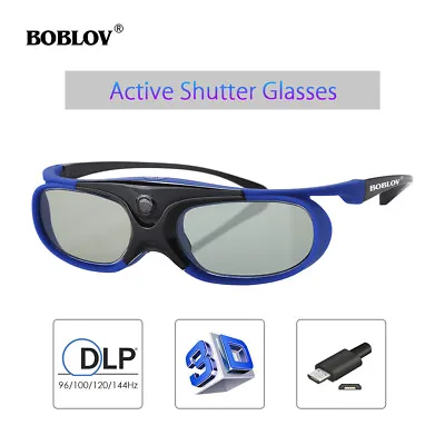 £16.51 • Buy BOBLOV JX-30 Blue 3D Active Shutter Glasses DLP-Link Fit BenQ W1070 W700 W710ST