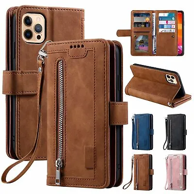 $4.99 • Buy Zipper Leather Wallet Case For IPhone 14 13 12 11 Pro Max XS 678 Plus Flip Cover