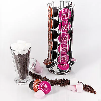 Revolving Rotating 24 Coffee Pod Capsule Tower Holder Stand Rack For Dolce Gusto • £9.45