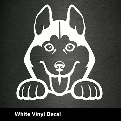 £1.99 • Buy Funny Peeking Husky Dog Vinyl Decal Sticker Car Wall Laptop Bumper Colour White