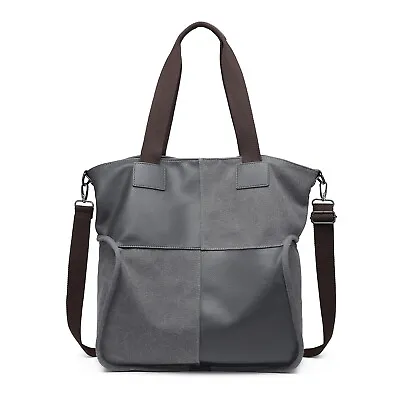 Ladies Casual Canvas Shoulder Bag Women Work Shopper Tote Handbag Large Shopping • £13.96