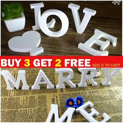 100mm Large 26 Wooden Free Standing Letters Alphabet Wedding Home Shop Decor Uk • £3.89