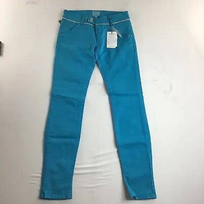 Met Womens Blue Solid Skinny Jeans Button Closure Casual Size 26 • $99.19