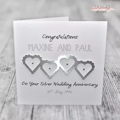 Personalised Silver 25th Wedding Anniversary Card • £4