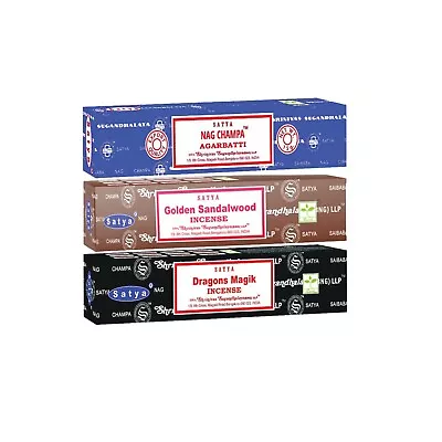 3 Pack 15 Grams Satya Original Nag Champa Incense Sticks Assorted Variety Pack • $7.99