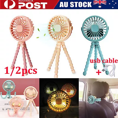 USB Fan Flexible Octopus Clip-on Mini Fan LED Handheld Fans For Baby Stroller AU • $33.39