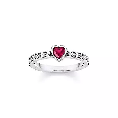 Genuine THOMAS SABO Solitaire Ring With Red Heart-shaped Stone • $139