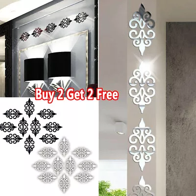 10X Mirror Flower Wall Sticker Acrylic Mural Decal Wall Home 3D Decor Removable • £3.71