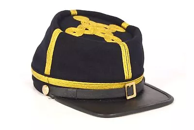 Civil War Union General's Leather Peak Kepi Complete Navy Blue With 4 Rows Hat • $59.99