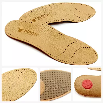 Natural Leather Orthotic Insoles Inserts Flat Feet Metatarsal Arch Support BISON • £7.90