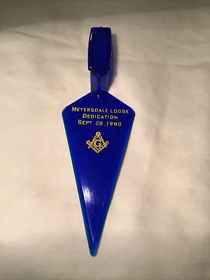 VINTAGE Masonic Trowel MEYERSDALE PA LODGE 554 COBALT BLUE LUCITE LETTER OPENER • $9.90