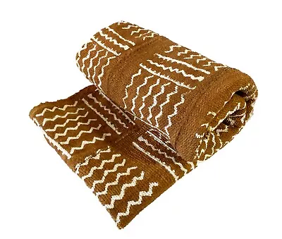 African Bogolan Textile Brown And White Mud Cloth  62  By 38  • $95