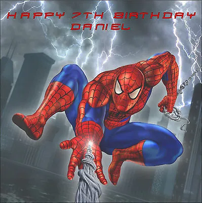 Spiderman Birthday Cake Square Edible Birthday Cake Topper Decoration • £5.25