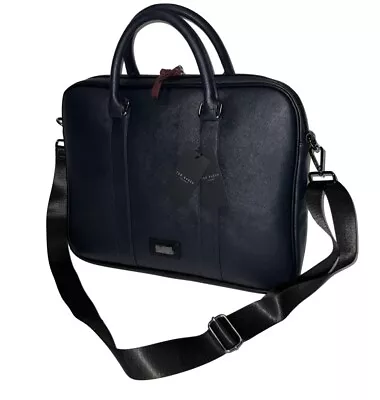 Ted Baker MXB-SPAIDI Textured Faux Leather Document Bag Men’s Navy Crossbody NEW • $247