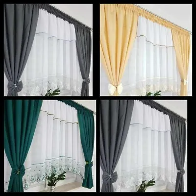 Amazing Stunning Voile Net Curtain Ready Made To Hang /Voiles COLORS • $37.88