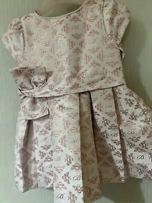 NWOT Ted Baker Baby Girls Pink Dress & Matching  H/band Age 9–12 Months Ex Cond • £7.95