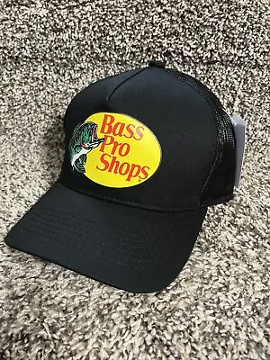 Bass Pro Shops Hat Logo Mesh Fishing Hunting Trucker Cap Snapback BLACK • $15.99