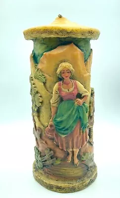 Vintage Johann Gunter Walldurn Baden Candle Carved Wax Woman & Huntsman 11 1/2  • $38