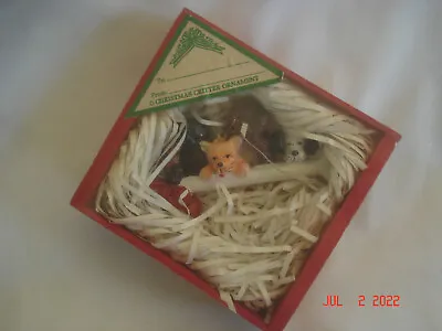 SEALED Vtg. CHRISTMAS CRITTER ORNAMENT In A WOODEN CRATE Critters On A Bone  • $11.99