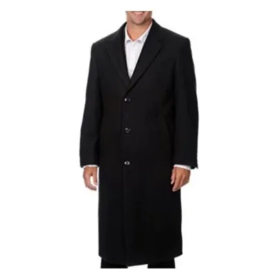 NWT Hathaway Platinum Wool Cashmere Long Three Button Coat Black Men’s Size 40R • $75