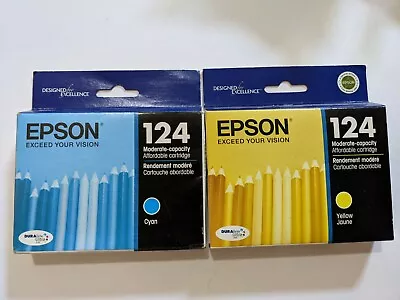 2 Genuine Epson 124 Ink Cartridges Cyan And Yellow  • $14.99