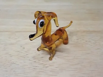 Amber Hand Blown Glass Dachshund Figurine   Excellent Preowned Condition Lot 3 • $9.99