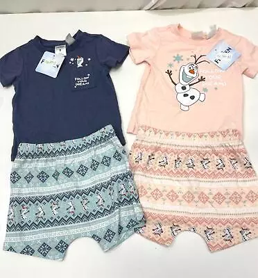 NEW Disney Frozen II 2 Sets- Short Sleeve Pajamas Baby Size 0 RRP$30 • $5