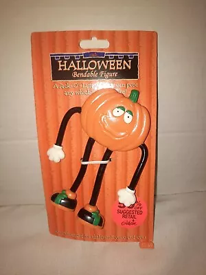 Vintage NOS Gibson Halloween Rubber Bendable Pumpkin Jack O Lantern Figure 4.5  • $14.95