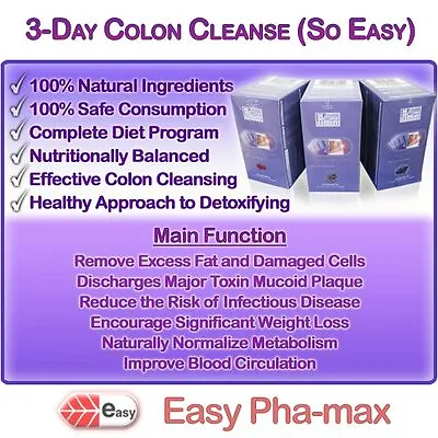 Easy Pha-max So Easy 3 Days Colon Cleanse Natural Detox 100% Safe & Effective • $138.20