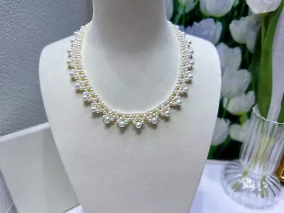 Elegant South Sea Handmake White Pearl Necklace 17.5inch 925s • $262.24