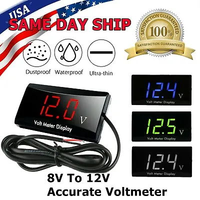 12V Digital LED Display Voltmeter Voltage Gauge Panel Meter For Car Motorcycle  • $6.95