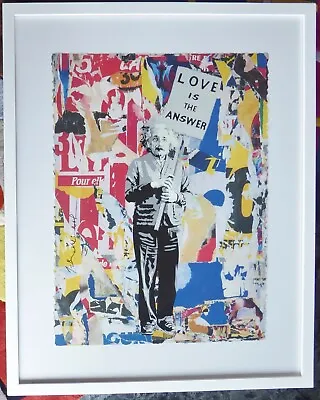 MR BRAINWASH  Einstein  Love Is The Answer Unique Mixed Media HAND SIGNED FRAMED • $7780